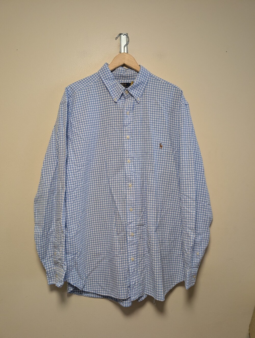 Polo Ralph Lauren Classic Fit Blue Gingham Button Down Shirt 2XB Big
